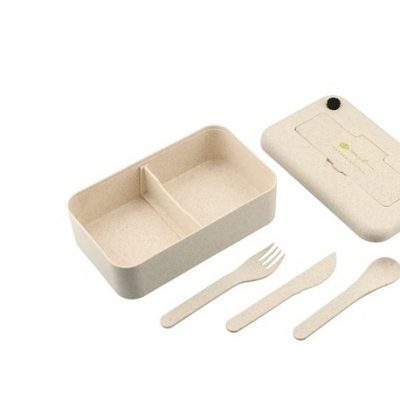 Bamboo Fiber Lunch Box With Utensil Pocket