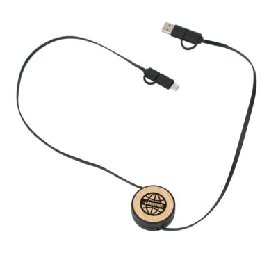 FSC® 100% Bamboo Retractable 5-in-1 Charging Cable-1