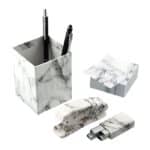 4 Piece Faux Marble Desktop Set