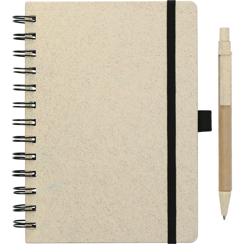 5'' x 7'' FSC® Mix Wheat Straw Notebook with Pen - 8