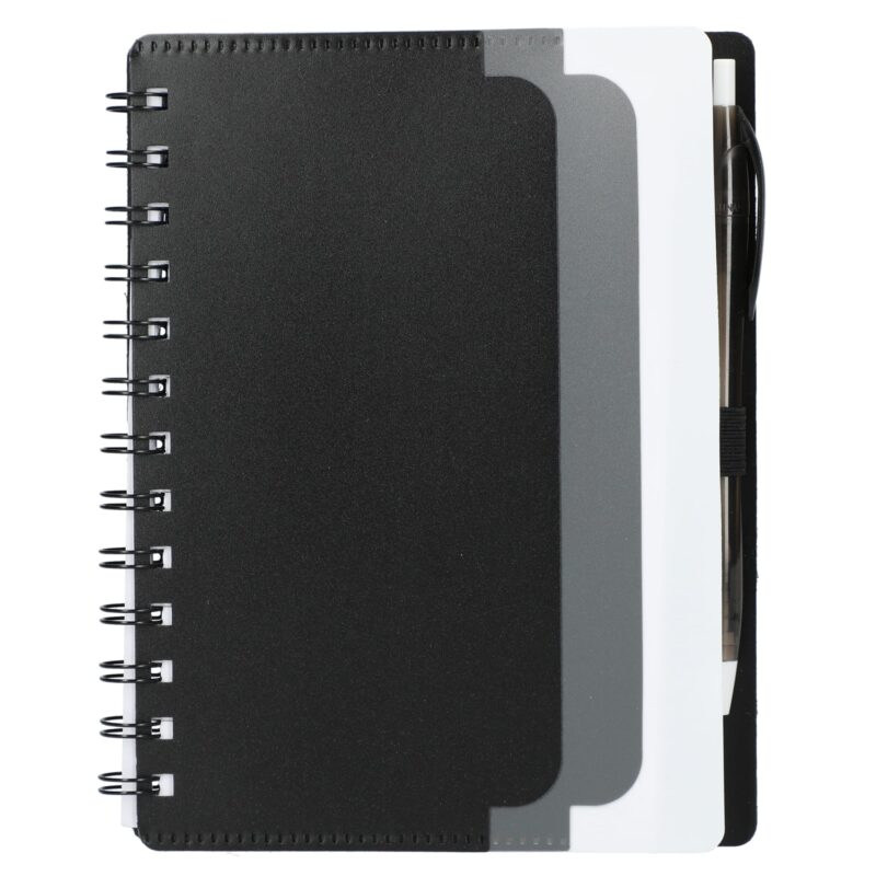 5'' x 7'' Recycled Dual Pocket Spiral Notebook w Pen - 4