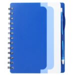 5'' x 7'' Recycled Dual Pocket Spiral Notebook w Pen - 8