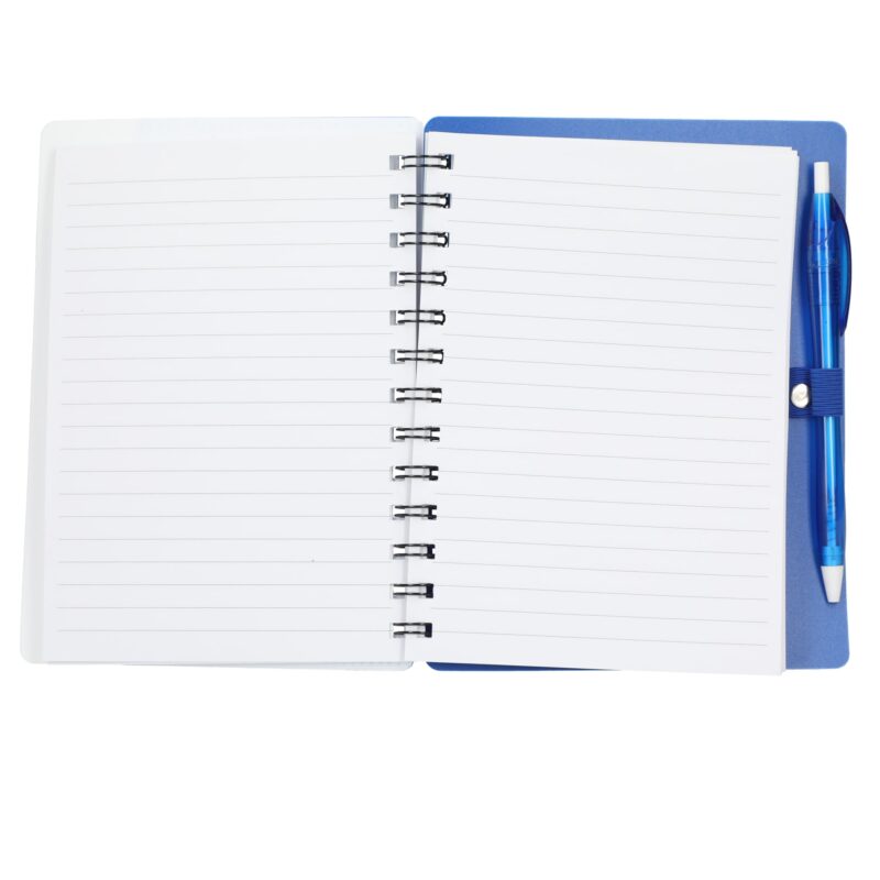 5'' x 7'' Recycled Dual Pocket Spiral Notebook w Pen - 9