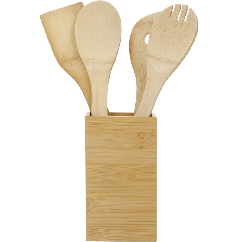 Bamboo 4-piece Kitchen Tool Set and Canister - 6