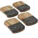 Black Marble Cheese Board Set with Knives - 4
