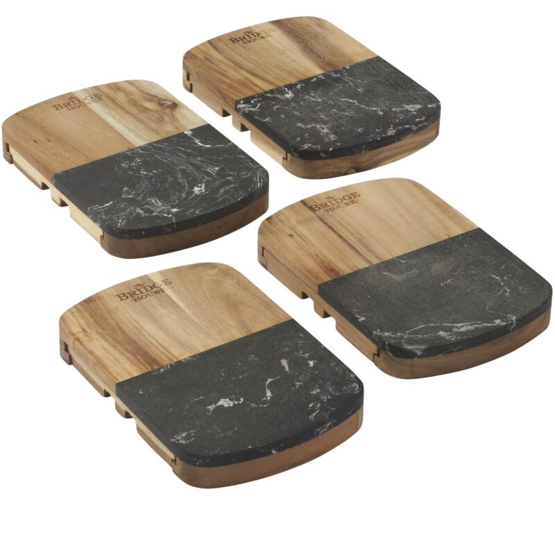 Black Marble Cheese Board Set with Knives - 4