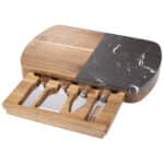 Black Marble Cheese Board Set with Knives - 6