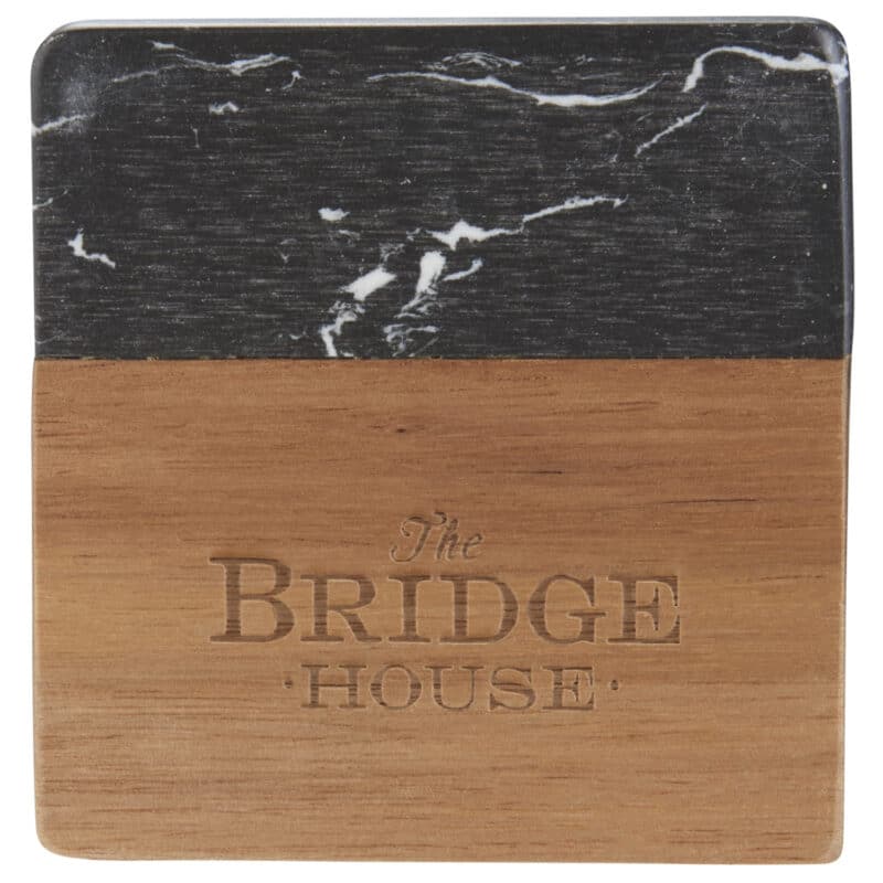 Black Marble and Wood Coaster Set - 8