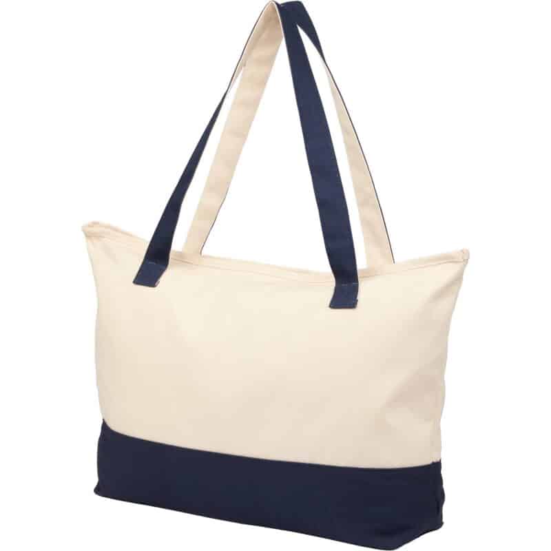 Color Accent Zippered Cotton Tote - 3
