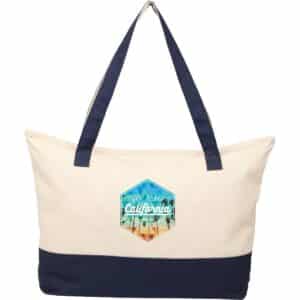 Color Accent Zippered Cotton Tote