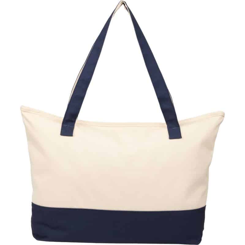 Color Accent Zippered Cotton Tote - 5