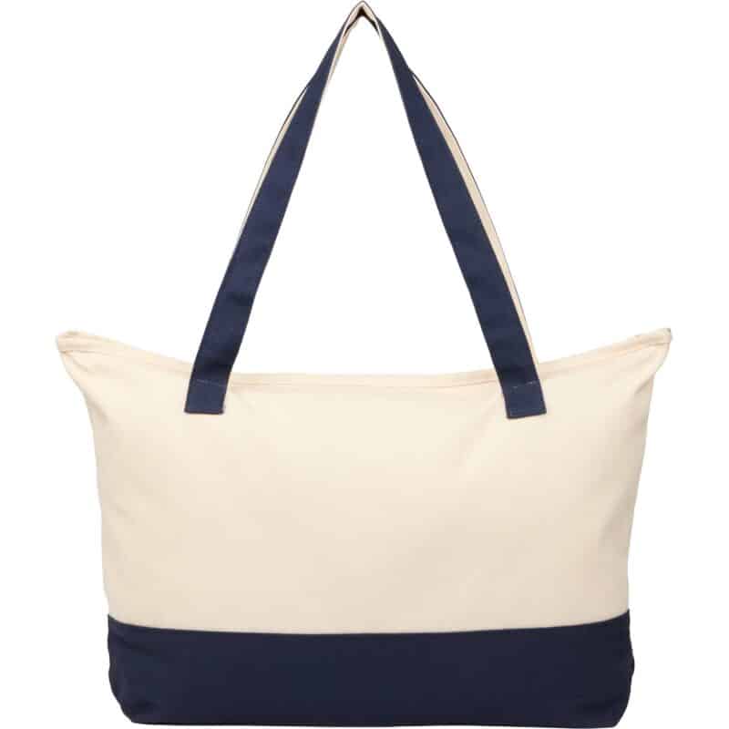 Color Accent Zippered Cotton Tote - 6