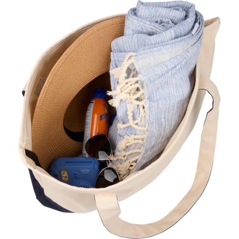 Color Accent Zippered Cotton Tote - 8