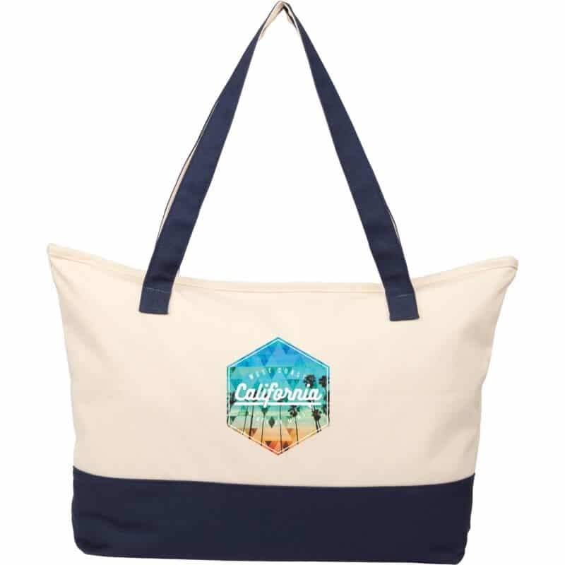 Color Accent Zippered Cotton Tote