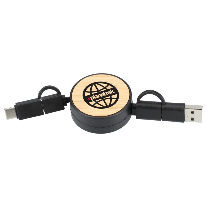 FSC® 100% Bamboo Retractable 5-in-1 Charging Cable - 3