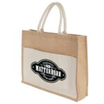 Jute Shopper Tote with Recycled Cotton Pocket - 3