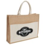 Jute Shopper Tote with Recycled Cotton Pocket - 4