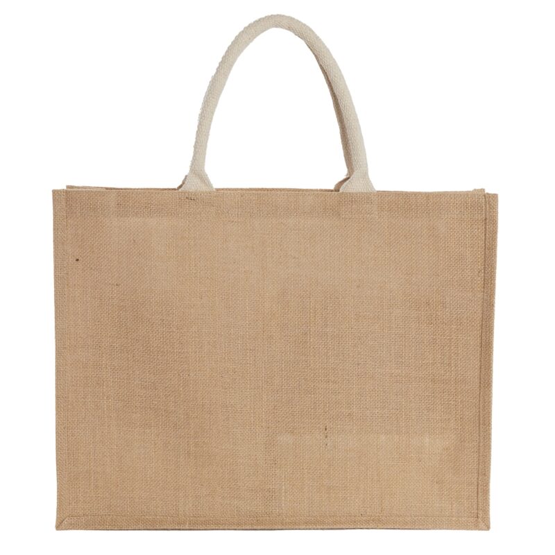 Jute Shopper Tote with Recycled Cotton Pocket - 5