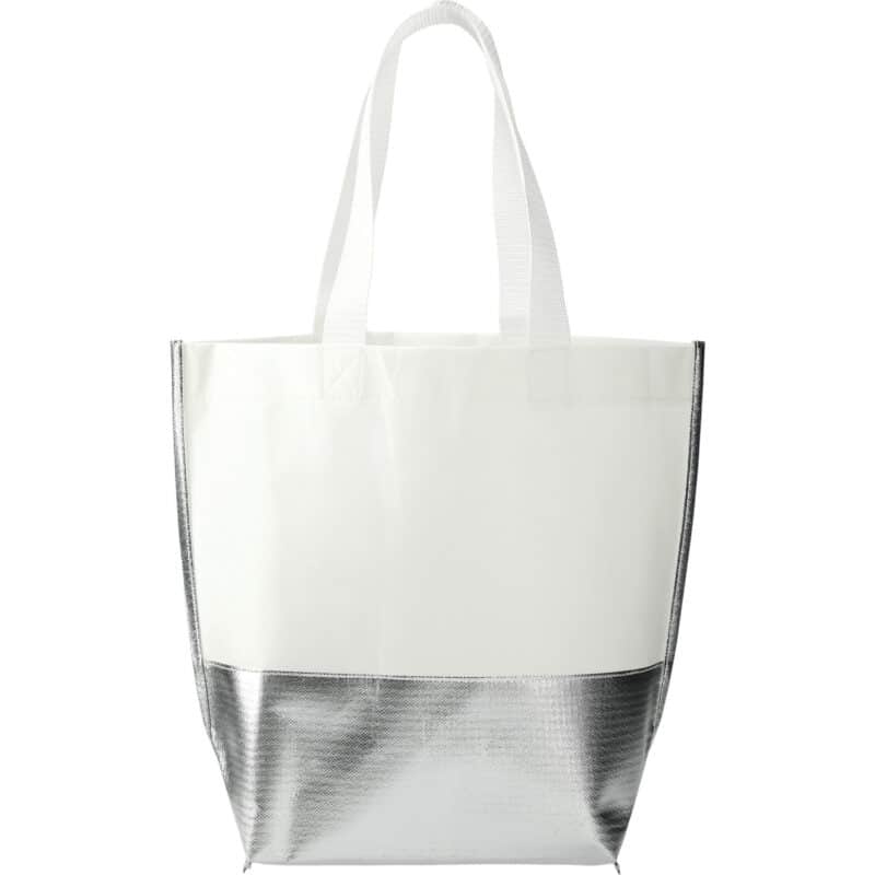 Large Laminated Metallic Bottom Tote - 1