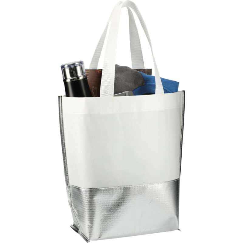 Large Laminated Metallic Bottom Tote - 7