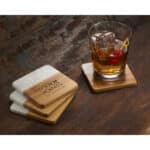 Marble and Bamboo Coaster Set - 2