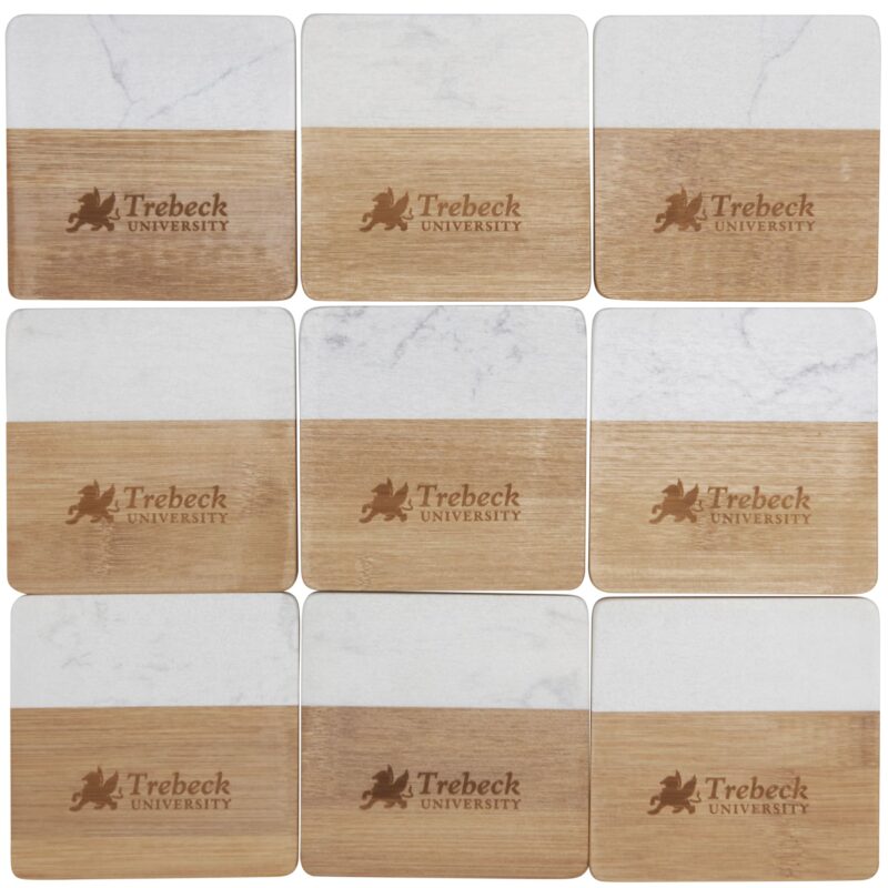 Marble and Bamboo Coaster Set - 7