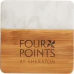 Marble and Bamboo Coaster Set - 9