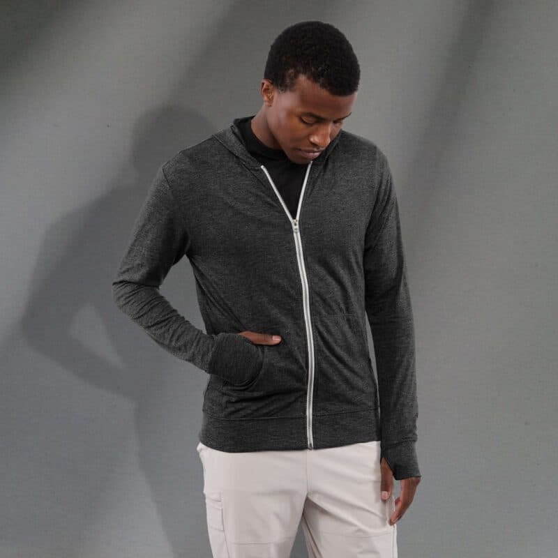 Men's GARNER Lightweight Knit Full Zip Hoodie with Thumb Holes - 2