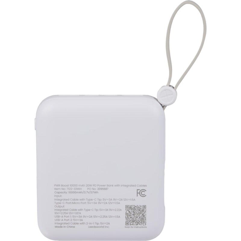 PWR Boost 10000 mAh 20W PD Power Bank w/ Cables - 5