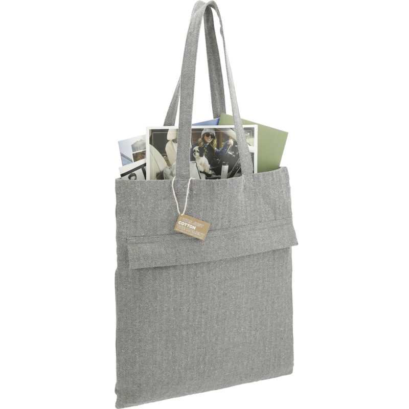 Recycled Cotton Herringbone Tote w/Zip Pocket 7oz - 6