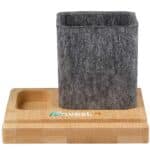 Recycled Felt & Bamboo Pen Holder - 2