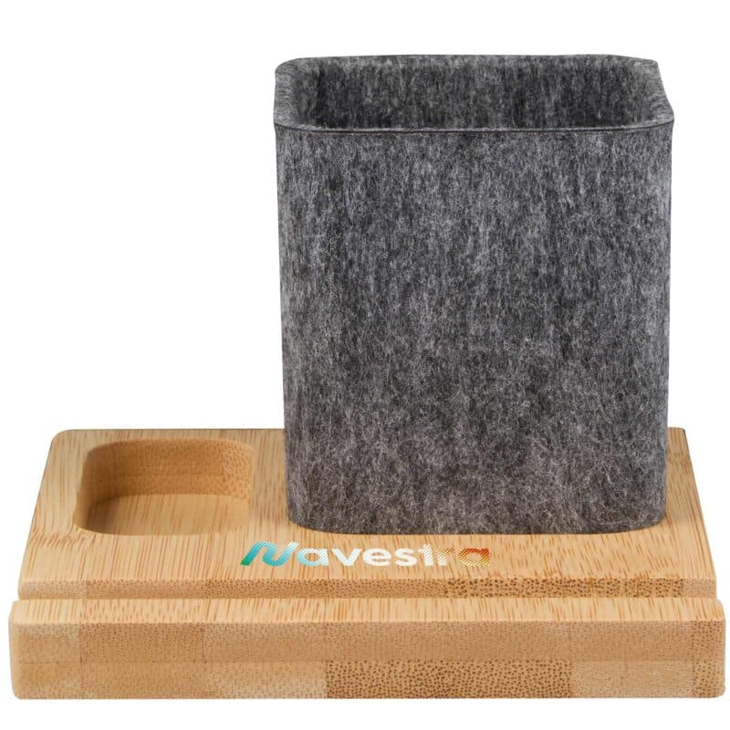 Recycled Felt & Bamboo Pen Holder - 2