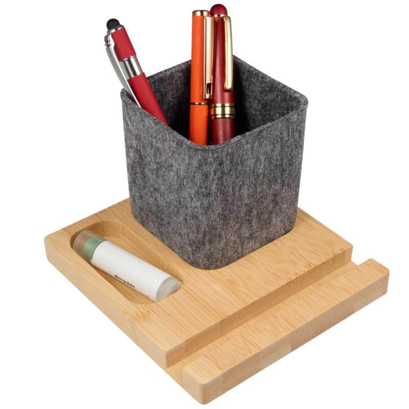 Recycled Felt & Bamboo Pen Holder - 4
