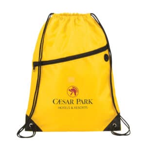 Robin Drawstring Polyester Bag with Front Zipper Pocket
