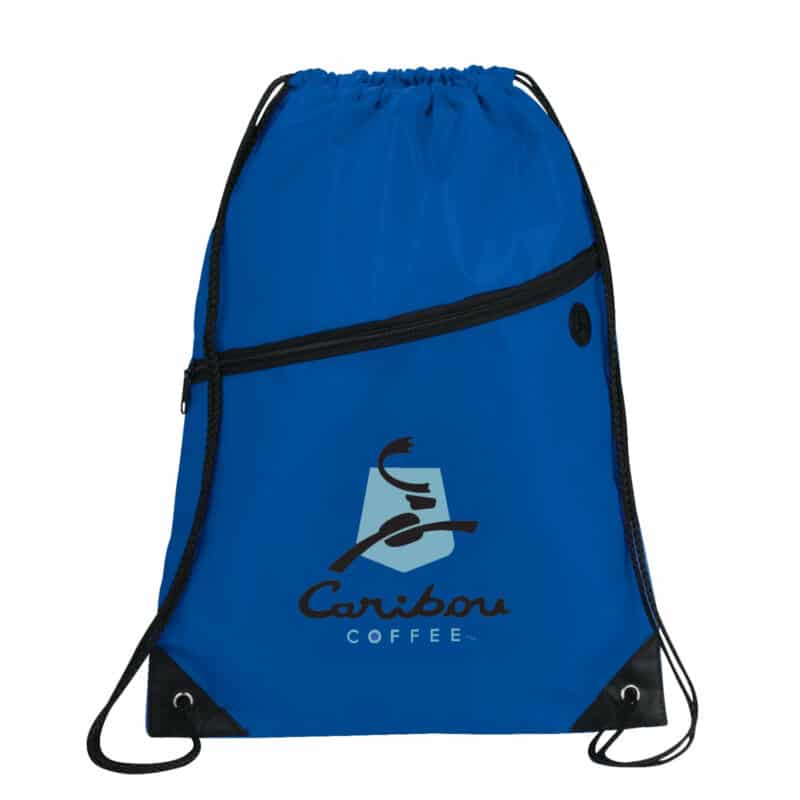 Robin Drawstring Polyester Bag with Front Zipper Pocket - 9