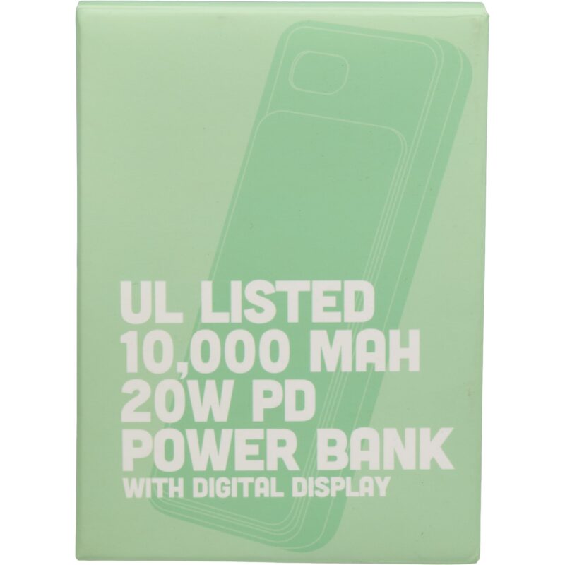 UL Listed 10000 mAh 20W Digital Display PowerBank - 9