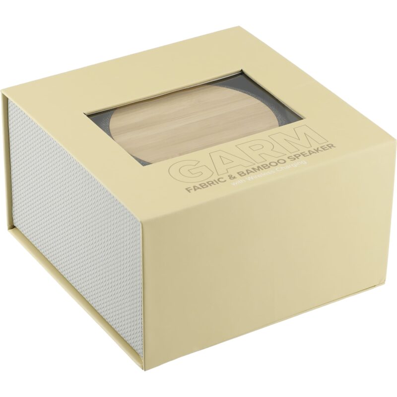 Wireless Charging Garm Fabric & Bamboo Bluetooth Speaker - 1