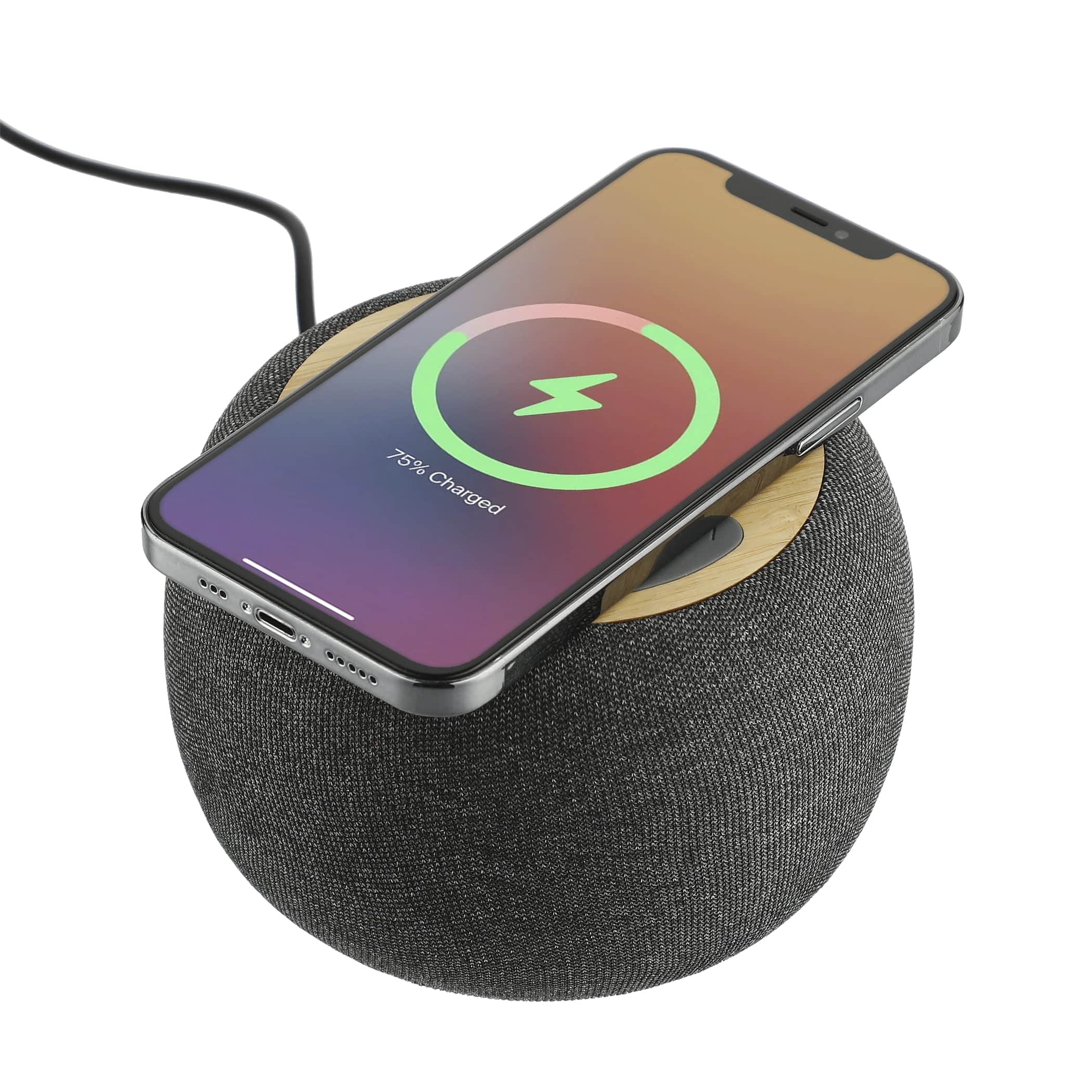 Wireless Charging Garm Fabric & Bamboo Bluetooth Speaker – Custom Logo ...