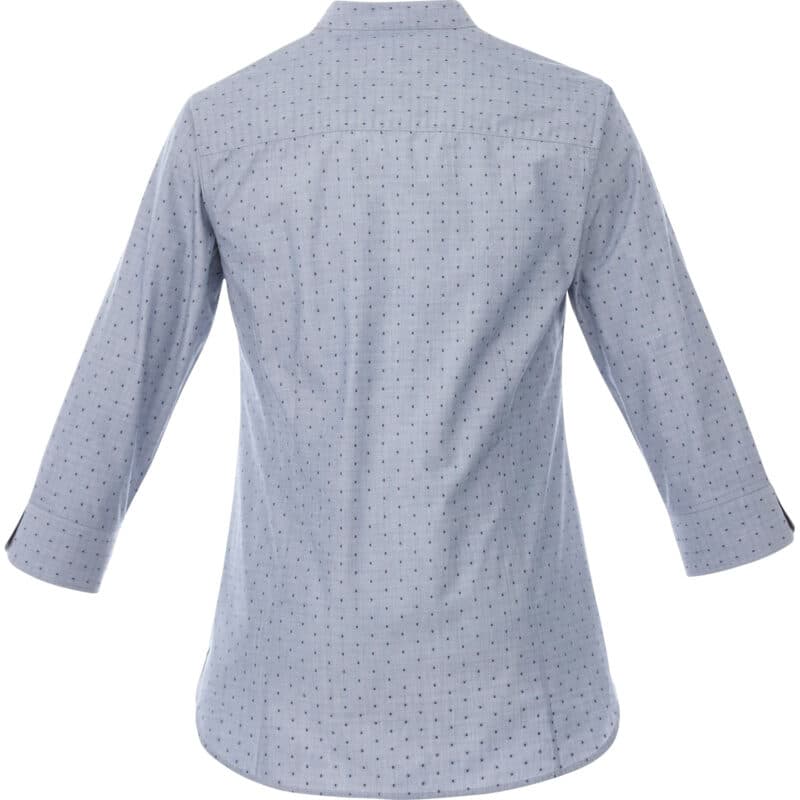 Women's HUNTINGTON Three Quarter Sleeve Dotted Mandarin Collar Button Up Shirt - 2