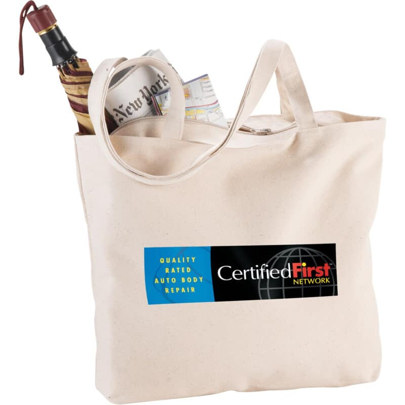 Zippered 10oz Cotton Canvas Shopper Tote - 4