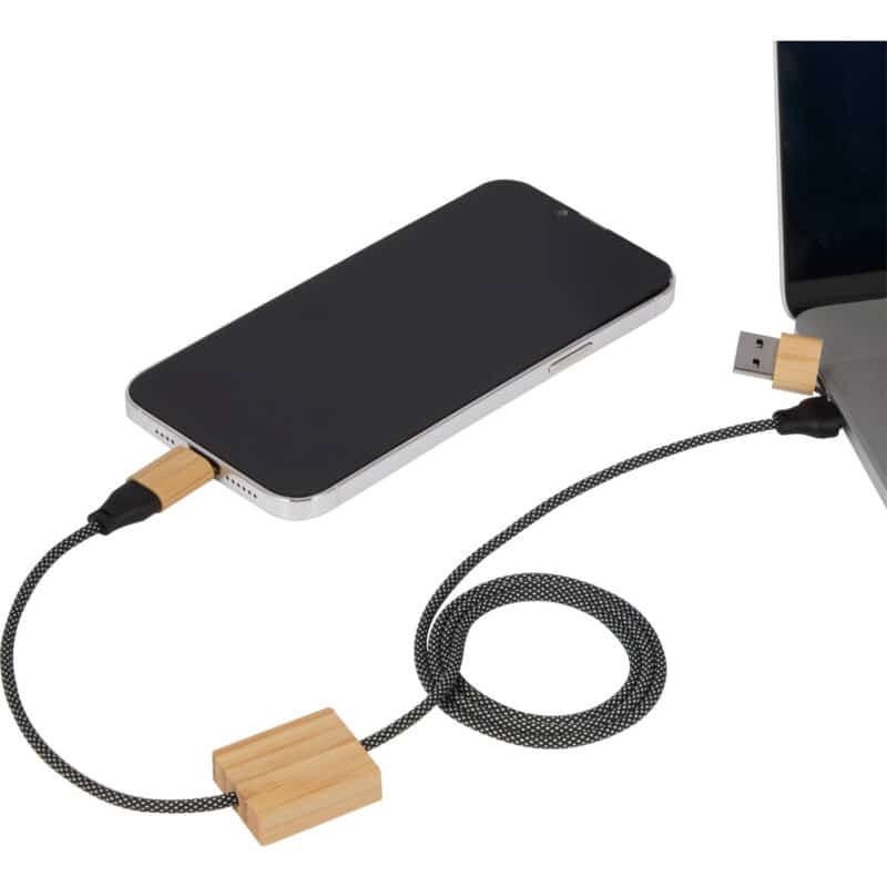 FSC® 100% Bamboo 5-in-1 100W Laptop Charging Cable - 4