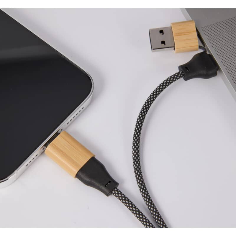 FSC® 100% Bamboo 5-in-1 100W Laptop Charging Cable - 9