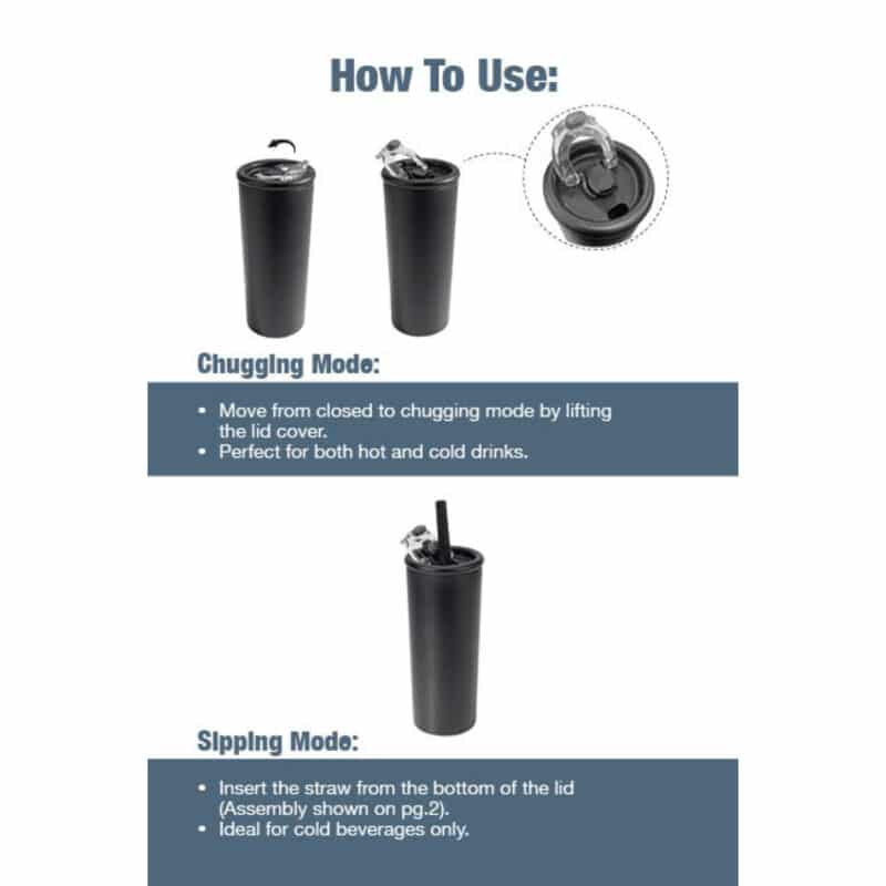 Catone Recycled Vacuum Tumbler w/ Slider Lid 20oz - 8