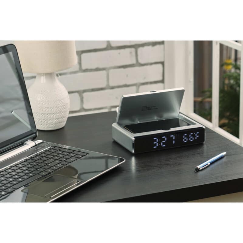 UV Sanitizer Desk Clock with Wireless Charging - 2