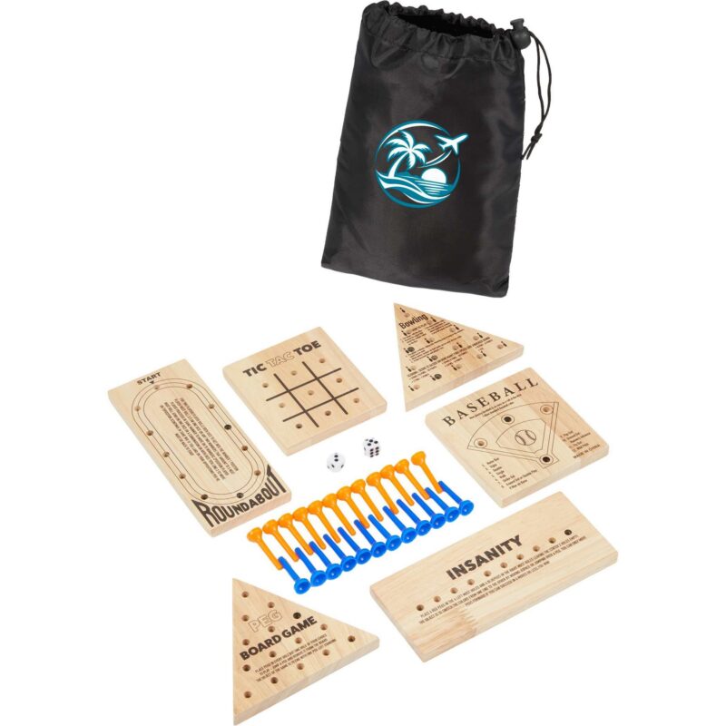 Wooden 6-in-1 Travel Peg Game Set - 2