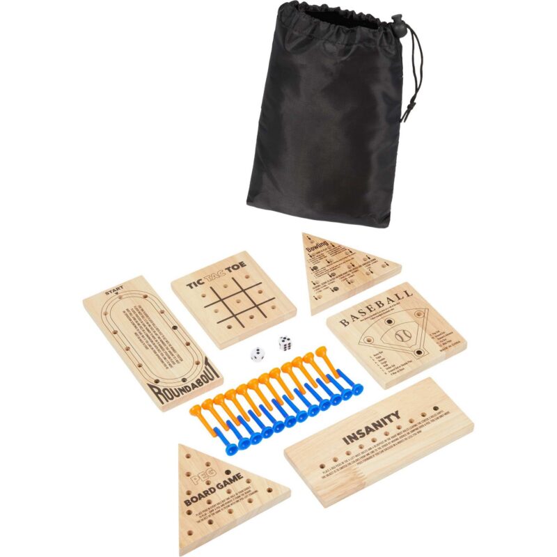 Wooden 6-in-1 Travel Peg Game Set - 7